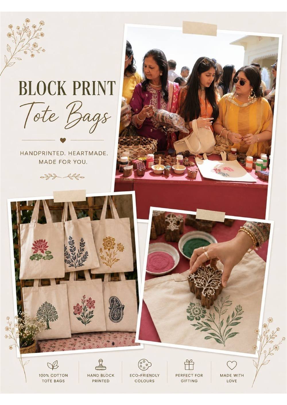 Block Print Tote Bag Carnival Stall Udaipur Jaipur Wedding | Rajasthani Mela Carnival Stalls
